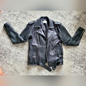 Deadwood classic biker jacket,  black leather.